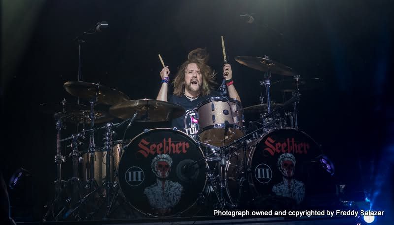 John Humphrey playing drums on tour with Seether